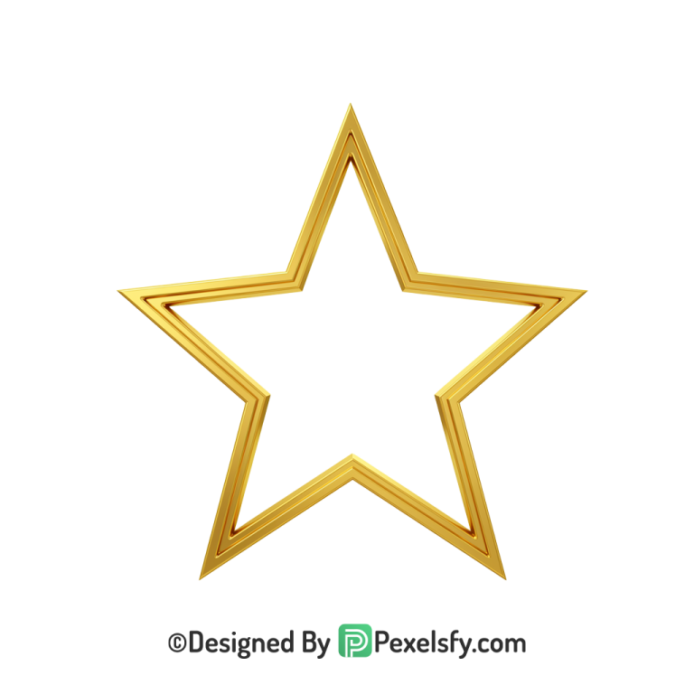 Royal Golden Star Outline PNG Transparent, 3d
