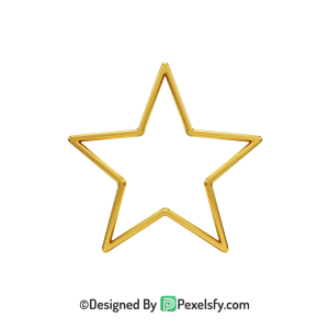 Dreamy Golden Star Outline PNG Transparent, 3d