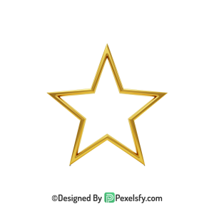 Sparkling Golden Star Outline PNG Transparent, 3d