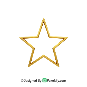 Decorative Golden Star Outline PNG Transparent, 3d