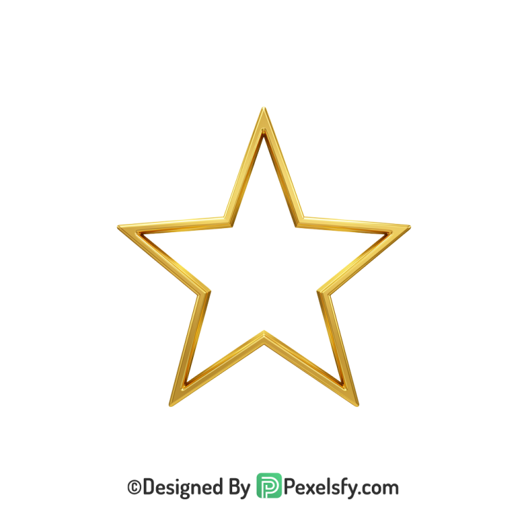 Decorative Golden Star Outline PNG Transparent, 3d