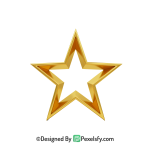 Colorful Golden Star Outline PNG Transparent, 3d
