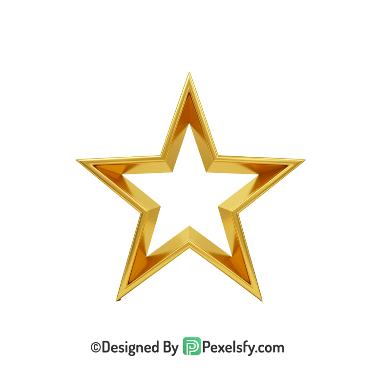 Colorful Golden Star Outline PNG Transparent, 3d