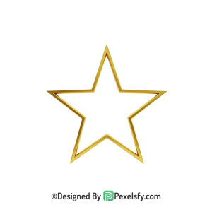 Polished Golden Star Outline PNG Transparent, 3d