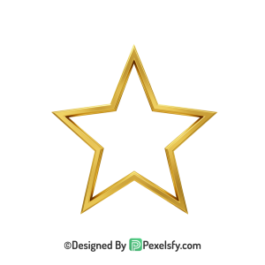 Gloss Finish Golden Star Outline PNG, 3d