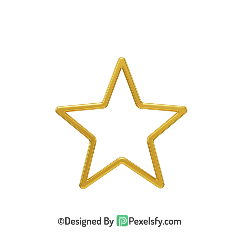 Luxurious Golden Star Outline PNG Transparent, 3d