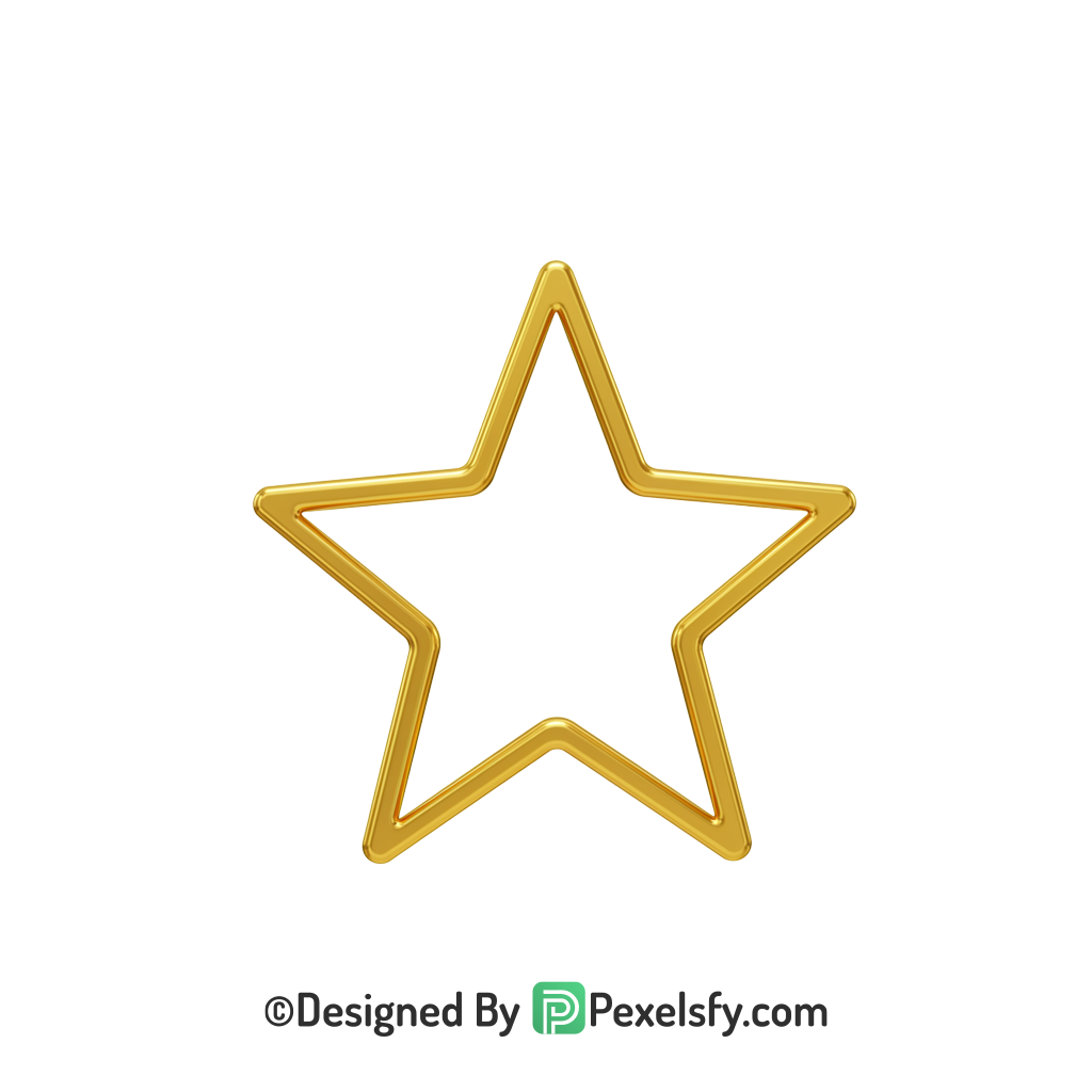 Luxurious Golden Star Outline PNG Transparent, 3d