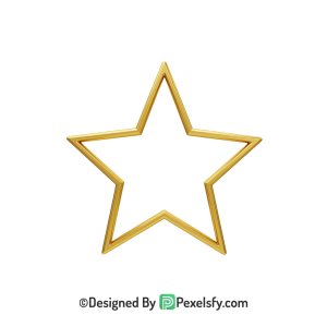 Neon Golden Star Outline PNG Transparent, 3d