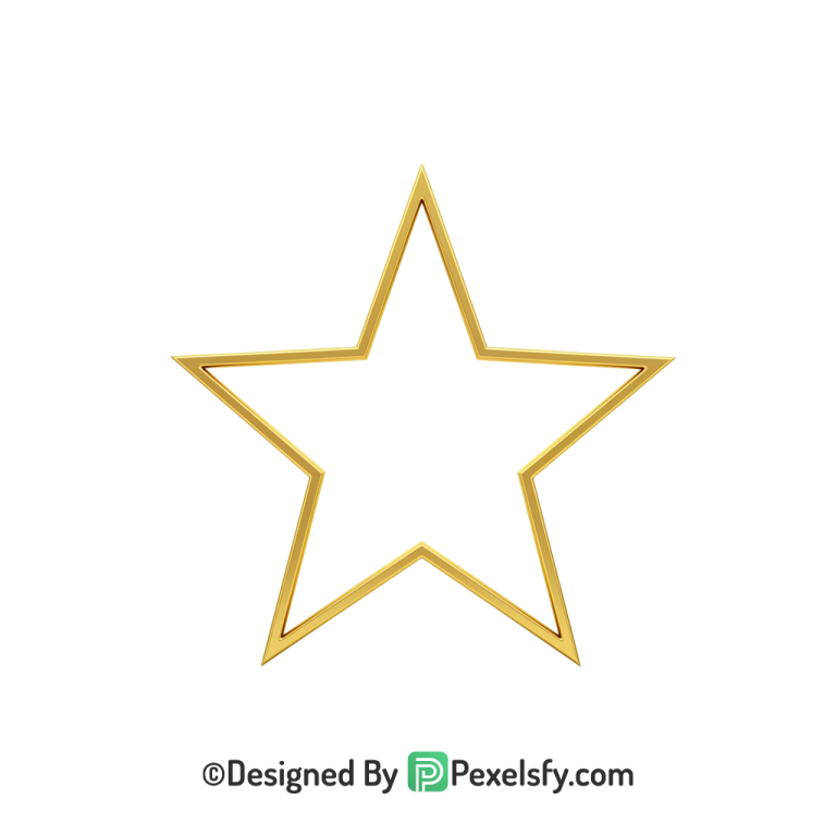 Elegant Golden Star Outline PNG Transparent, 3d