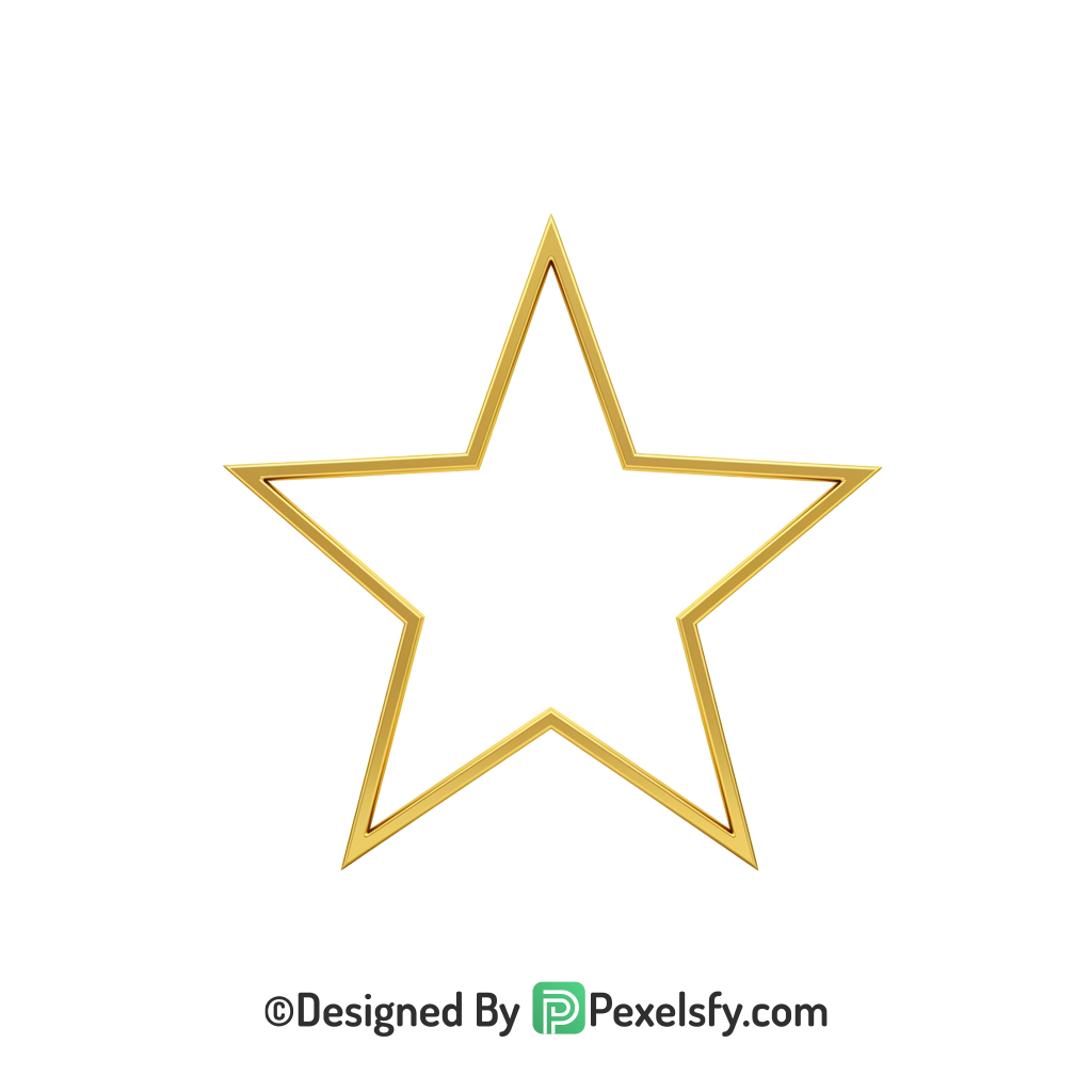 Elegant Golden Star Outline PNG Transparent, 3d