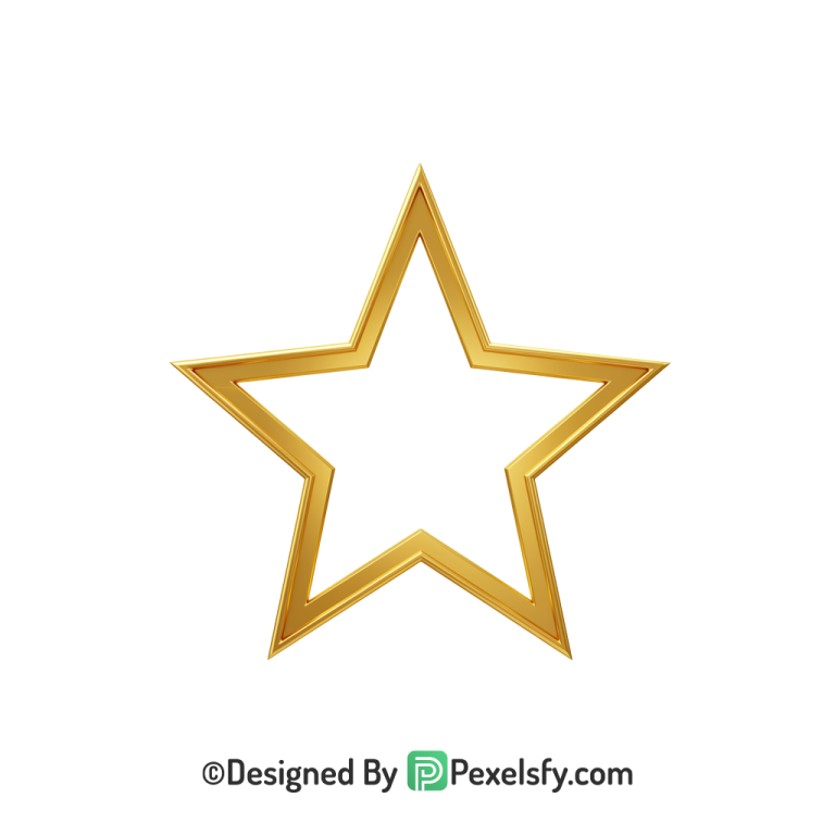 Soft Glow Golden Star Outline PNG Transparent,