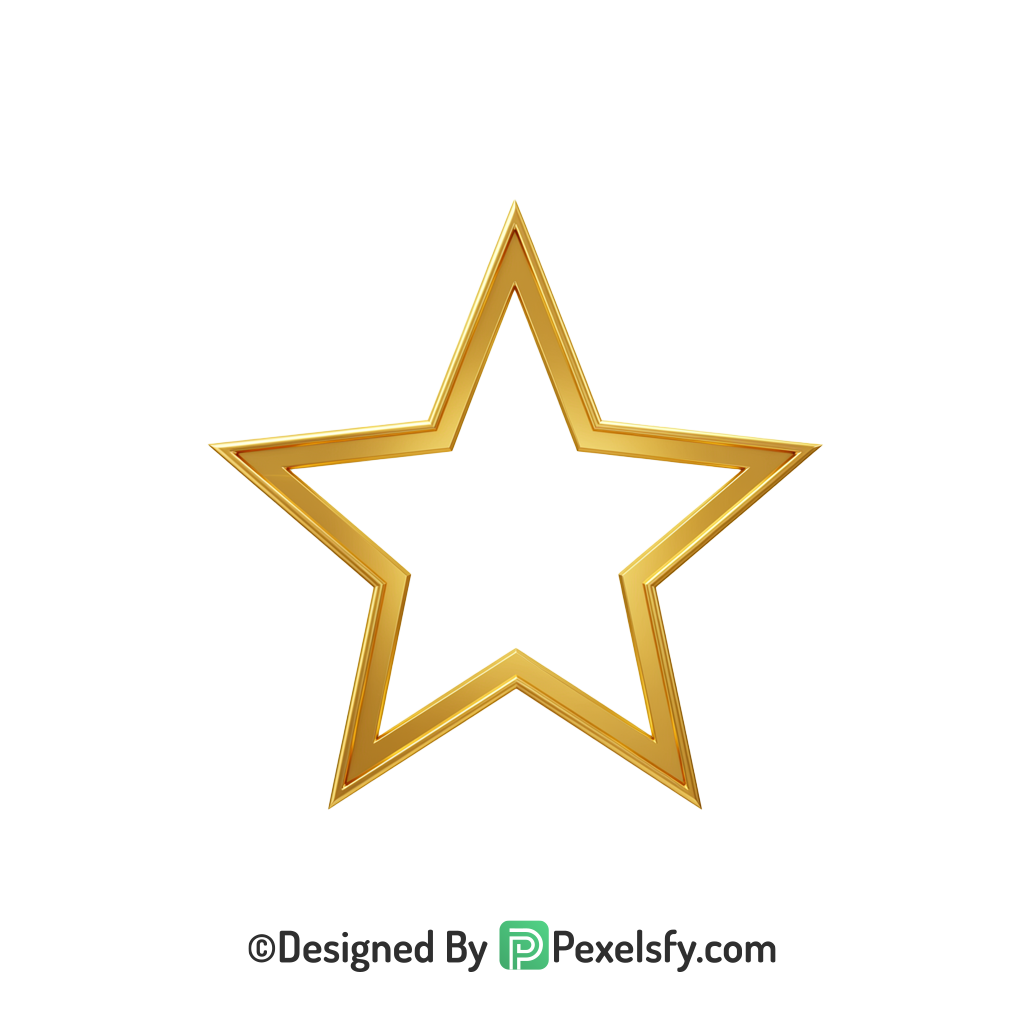 Soft Glow Golden Star Outline PNG Transparent,