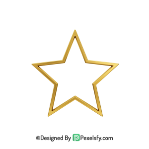 Romantic Golden Star Outline PNG Transparent, 3d