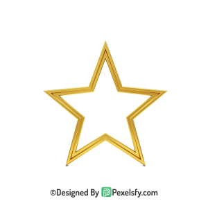 Fantasy Golden Star Outline PNG Transparent, 3d