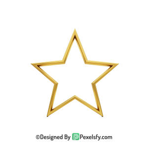 Isolated Golden Star Outline PNG Transparent, 3d