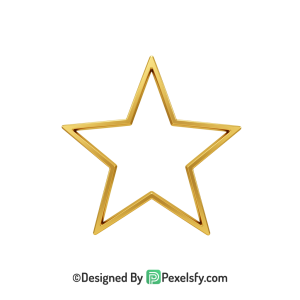Tender Golden Star Outline PNG Transparent, 3d