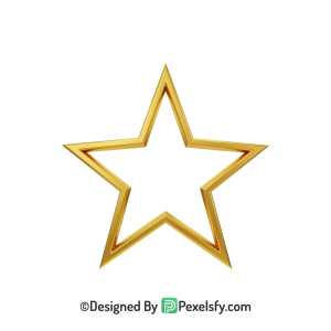 Warm Golden Star Outline PNG Transparent, 3d
