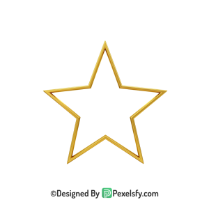 Solid Golden Star Outline PNG Transparent, 3d