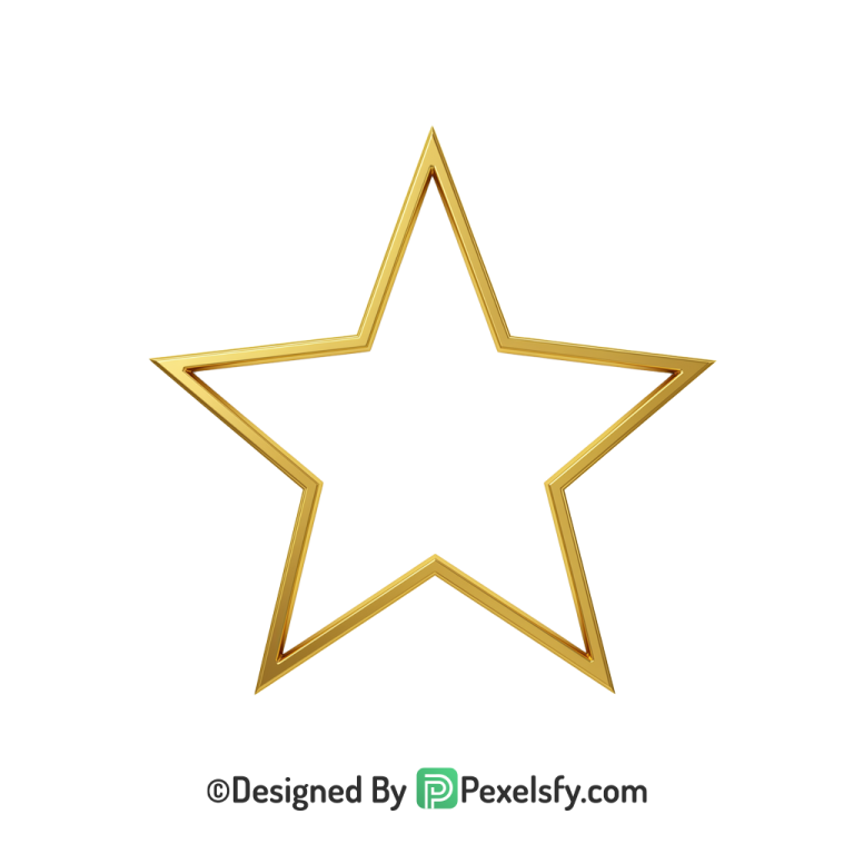 Gradient Golden Star Outline PNG Transparent, 3d