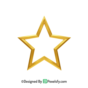Outlined Golden Star Outline PNG Transparent, 3d