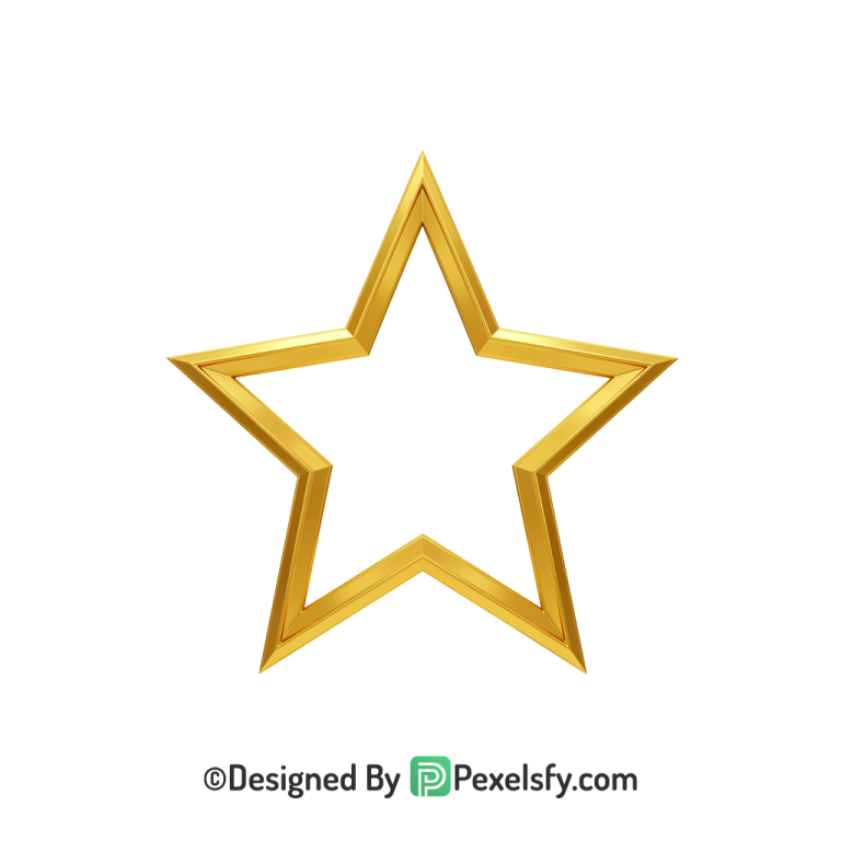 Outlined Golden Star Outline PNG Transparent, 3d