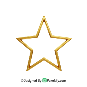 Flat Golden Star Outline PNG Transparent, 3d