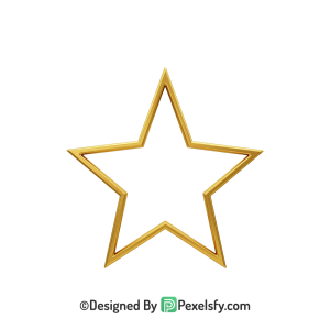 Bold Golden Star Outline PNG Transparent, 3d