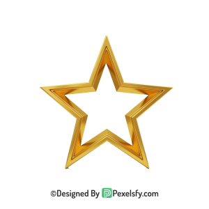 Shimmer Golden Star Outline PNG Transparent, 3d