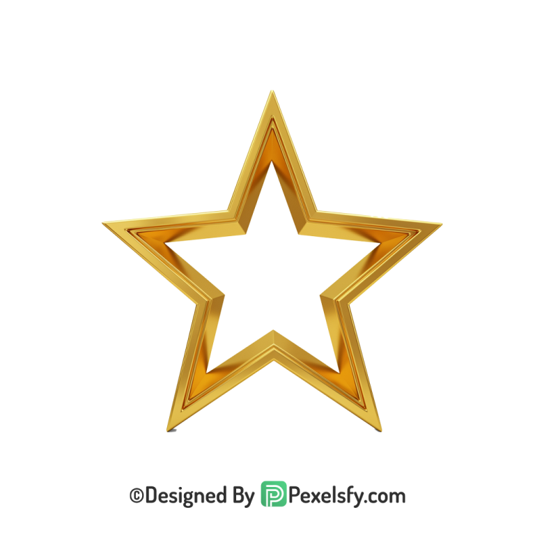 Shimmer Golden Star Outline PNG Transparent, 3d