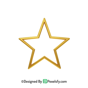Precious Golden Star Outline PNG Transparent, 3d