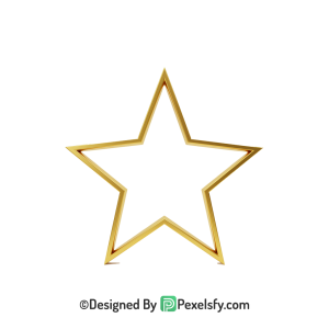 Sweet Golden Star Outline PNG Transparent, 3d