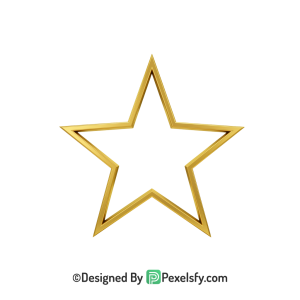 Cute Outline Golden Star PNG Transparent, 3d