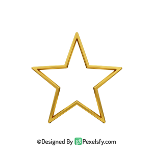 Tiny Golden Star Outline PNG Transparent, 3d