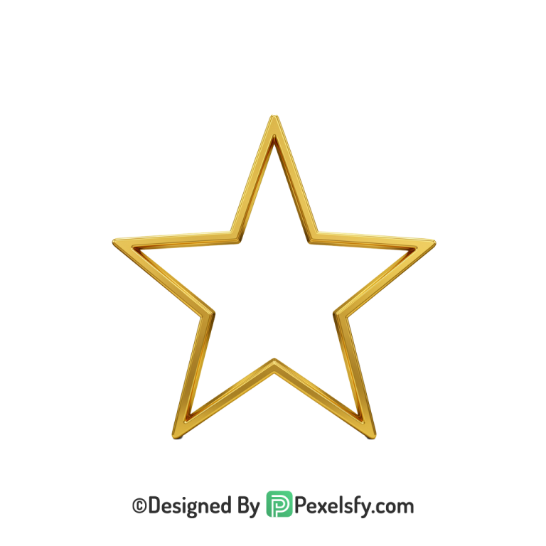 Tiny Golden Star Outline PNG Transparent, 3d