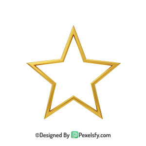 Majestic Golden Star Outline PNG Transparent, 3d