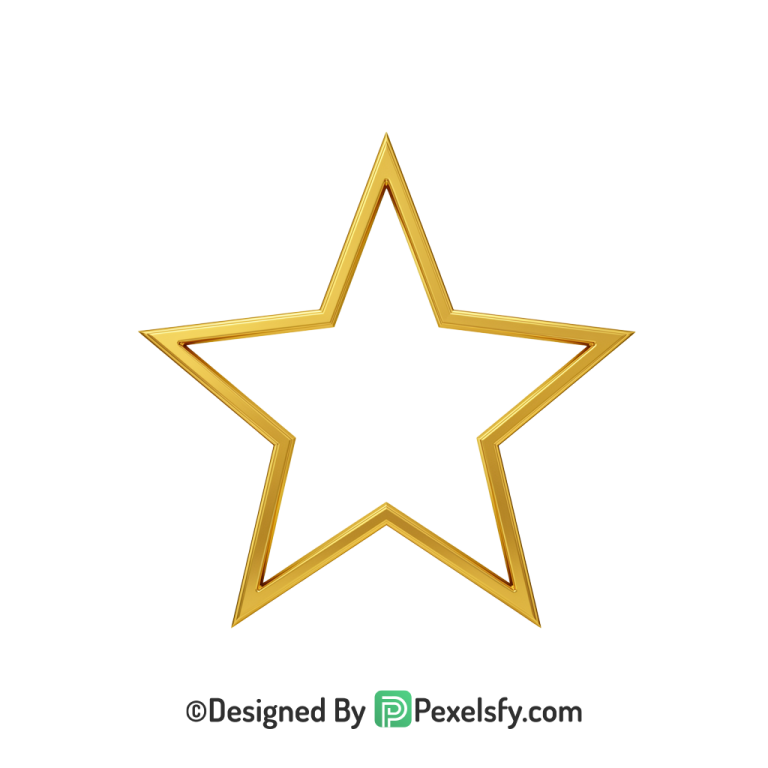 Majestic Golden Star Outline PNG Transparent, 3d