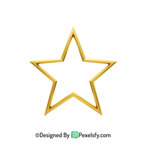 Charming Golden Star Outline PNG Transparent, 3d