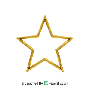 Noble Golden Star Outline PNG Transparent, 3d