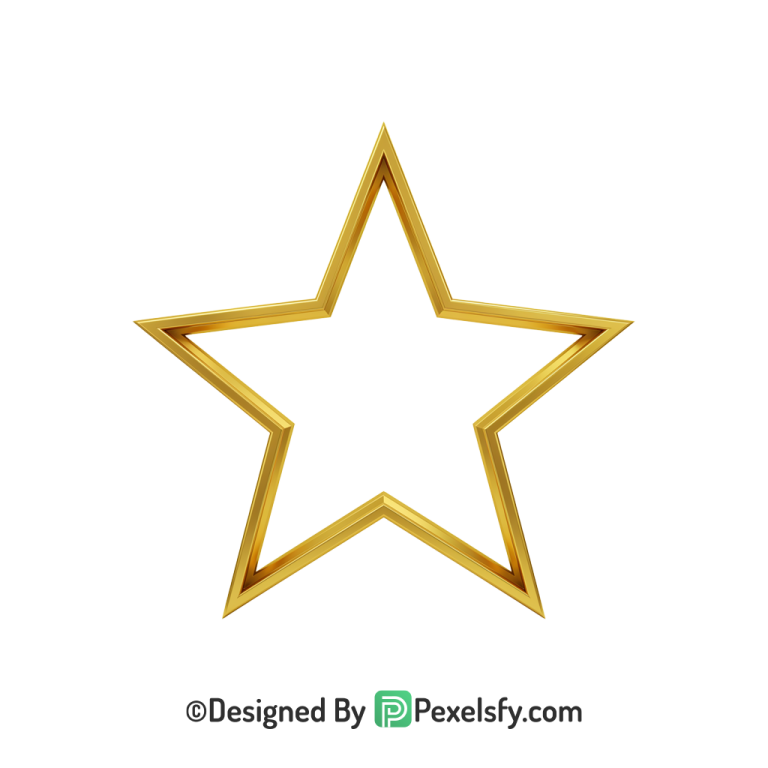 Noble Golden Star Outline PNG Transparent, 3d
