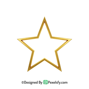 Cute Golden Star Outline PNG Transparent, 3d