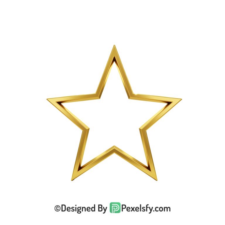 Bright Glow Golden Star Outline PNG Transparent,
