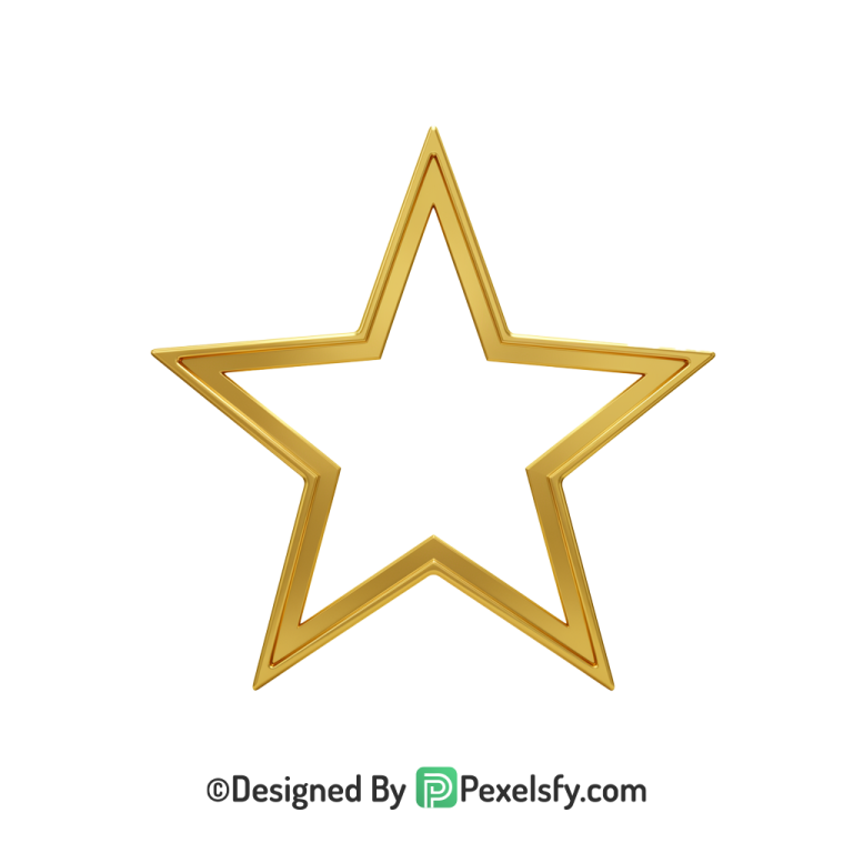 Premium Golden Star Outline PNG Transparent, 3d