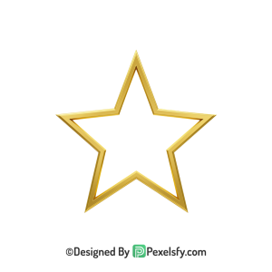 Elegant Golden Star Outline PNG Transparent, 3d