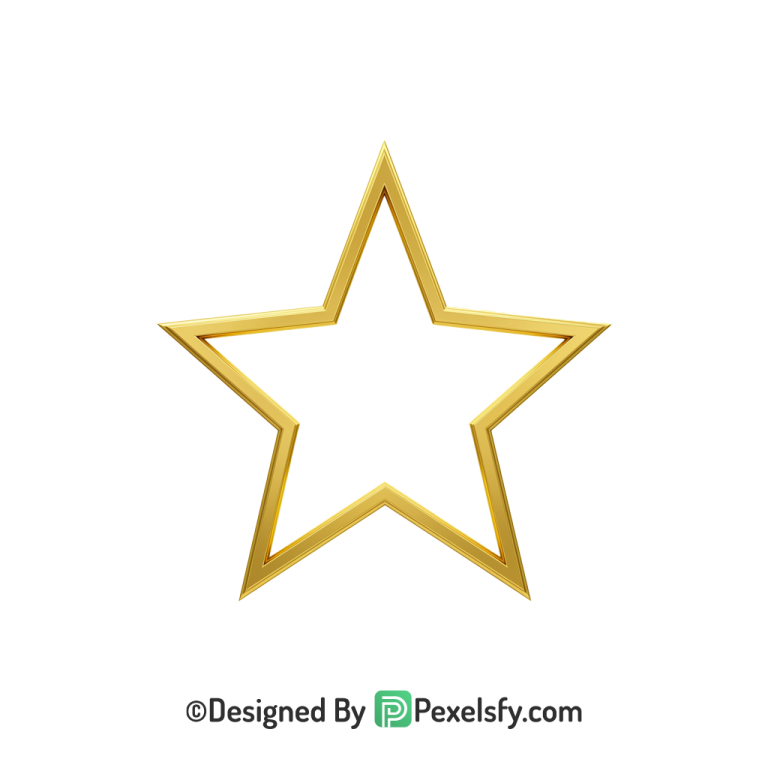 Elegant Golden Star Outline PNG Transparent, 3d