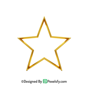 Artistic Golden Star Outline PNG Transparent, 3d