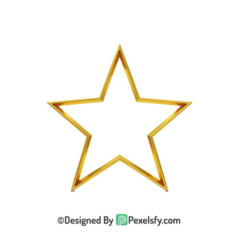Artistic Golden Star Outline PNG Transparent, 3d