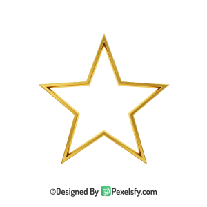 3D Golden Star Outline PNG Transparent, 3d