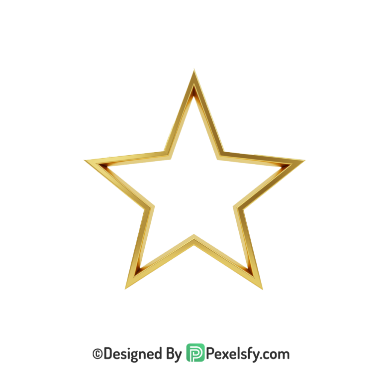 Vibrant Golden Star Outline PNG Transparent, 3d