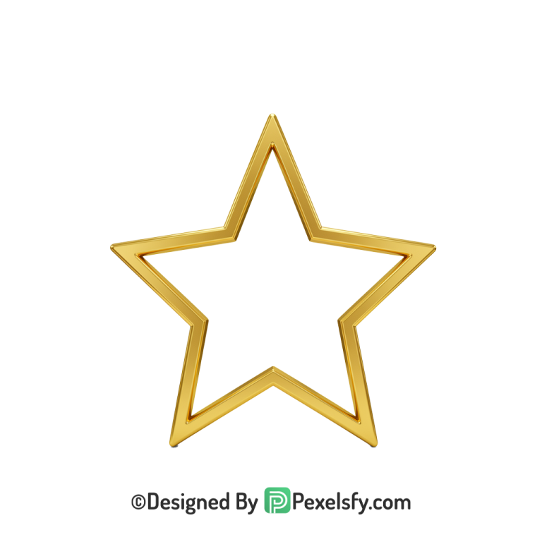 HD Golden Star Outline PNG Transparent, 3d