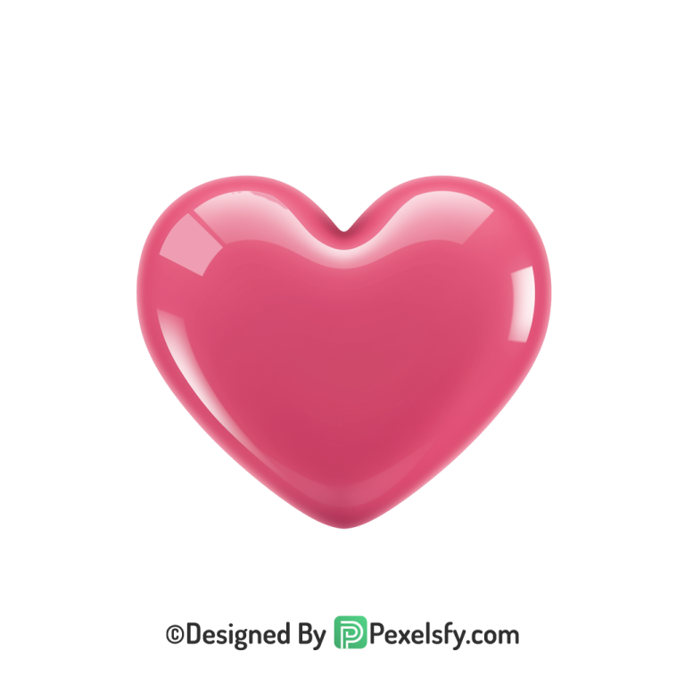 Cute Pink Heart PNG Transparent Design, 3d